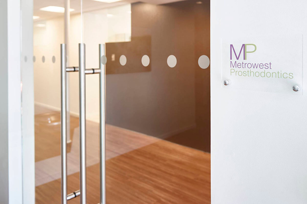 glass doors at Metrowest Prosthodontics